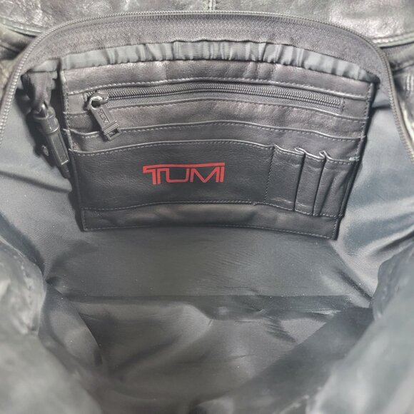 Tumi Alpha Black Leather Expandable Organizer Briefcase Bag - Picture 5 of 9